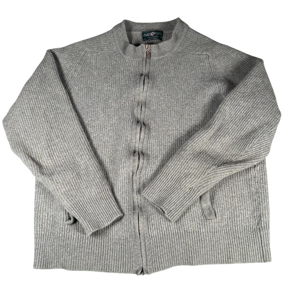 Alan Paine England Lambswool Full Zip Up Sweater Cardigan Menswear Green 48" - Picture 1 of 7